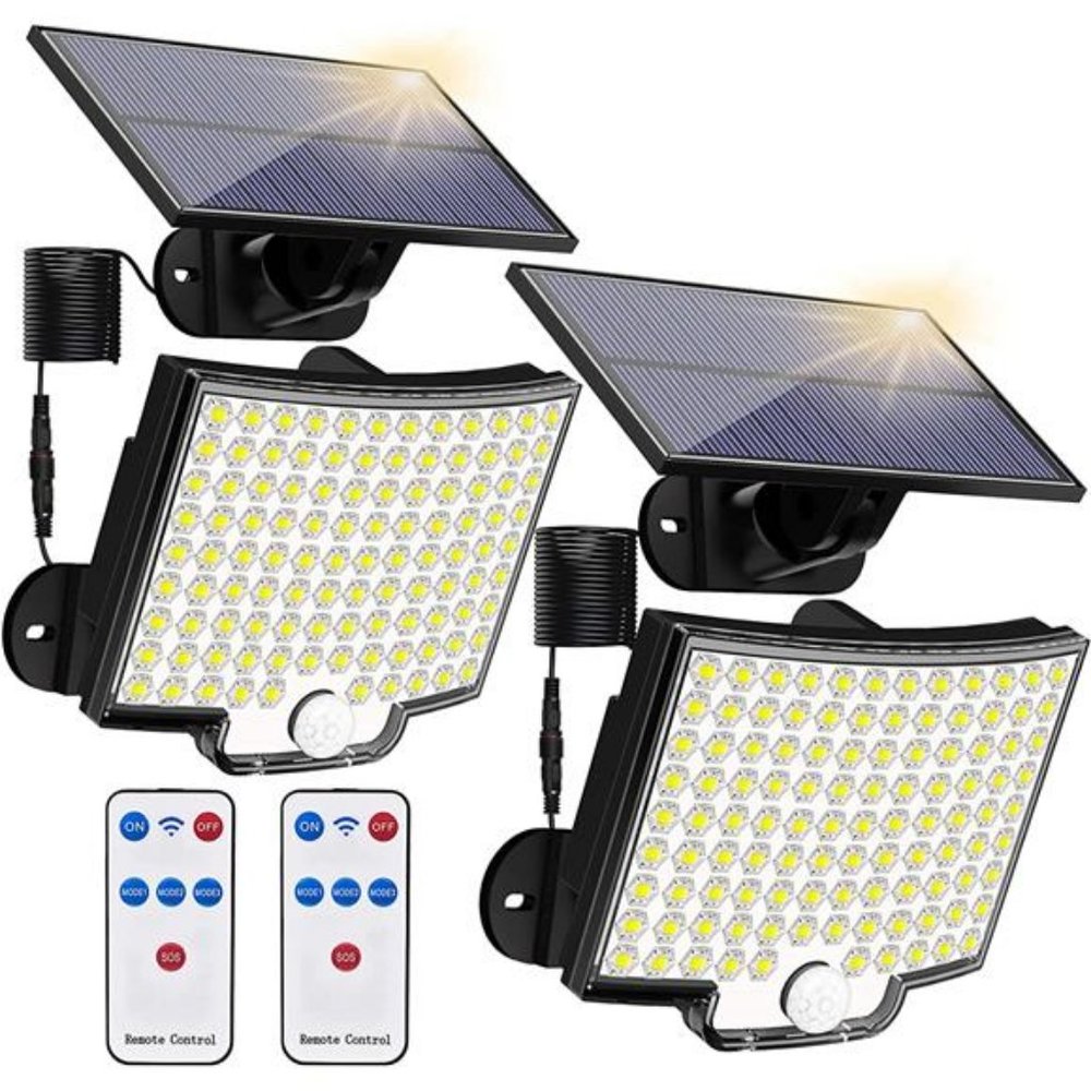 Solar Lights, 106 LED 3000LM Solar Powered Motion Sensor Flood Lights, 2 Pack